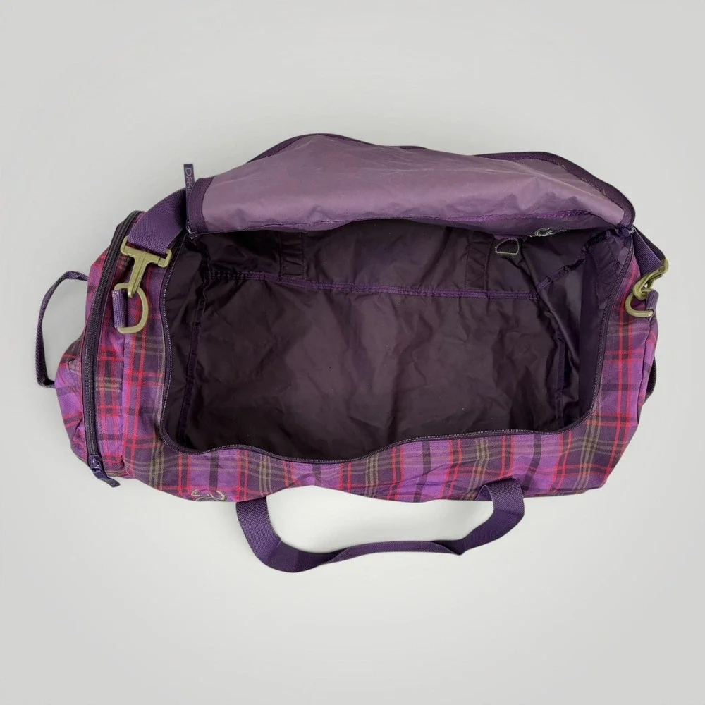 Dakine EQ Large Duffel Bag 26 Purple Plaid Travel Gym Overnight Bag